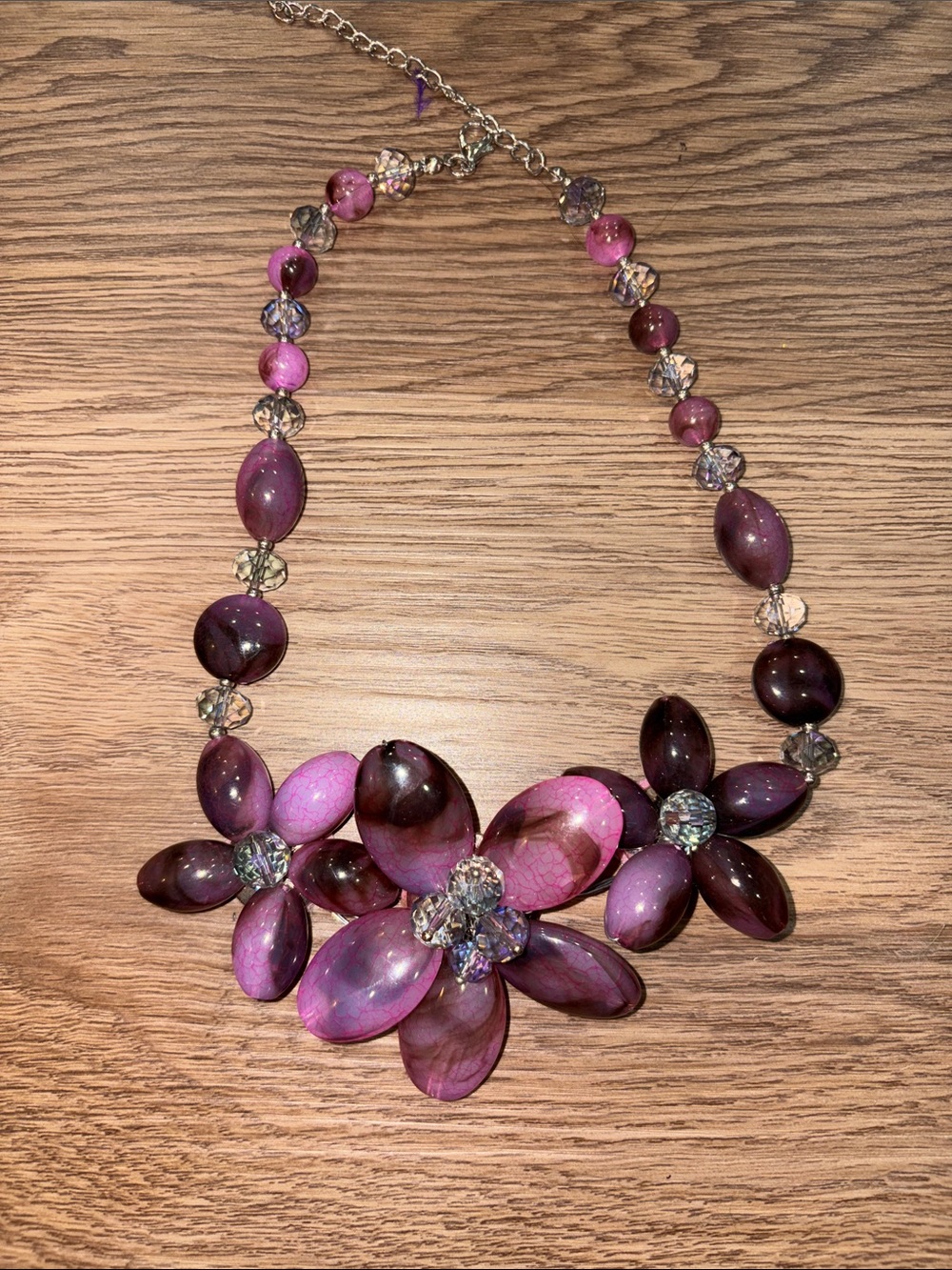 20- vintage 3d Purple Floral Statement Necklace - Women Jewelry